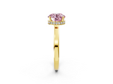 Yellow gold Fancy Pink Round  Cut Solitaire Engagement Ring with Four-Prong Setting on a Classic Band_2