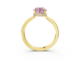Yellow gold Fancy Pink Round  Cut Solitaire Engagement Ring with Four-Prong Setting on a Classic Band_3