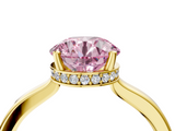 Yellow gold Fancy Pink Round  Cut Solitaire Engagement Ring with Four-Prong Setting on a Classic Band_4