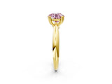 Yellow gold Fancy Pink Round  Cut Solitaire Engagement Ring with Tapered Band and Four-Prong Setting 2