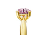 Yellow gold Fancy Pink Round  Cut Solitaire Engagement Ring with Tapered Band and Four-Prong Setting 5