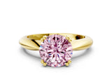 Yellow gold Fancy Pink Round  Cut Solitaire Engagement Ring with Tapered Band and Four-Prong Setting