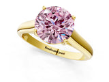 Yellow gold Fancy Pink Round Cut Solitaire Engagement Ring with Tapered Band and Four-Prong Setting_4