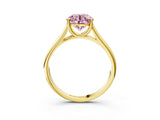 Yellow gold Fancy Pink Round Cut Solitaire Engagement Ring with Tapered Band and Four-Prong Setting_6