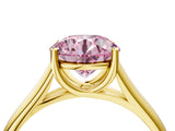 Yellow gold Fancy Pink Round Cut Solitaire Engagement Ring with Tapered Band and Four-Prong Setting_7