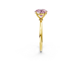 Yellow gold Fancy Pink Round  Cut Solitaire Engagement Ring with Thin Band and Four-Prong Setting_5