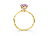 Yellow gold Fancy Pink Round  Cut Solitaire Engagement Ring with Thin Band and Four-Prong Setting_6