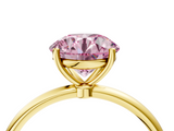 Yellow gold Fancy Pink Round  Cut Solitaire Engagement Ring with Thin Band and Four-Prong Setting_7