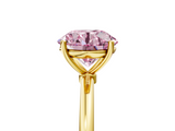 Yellow gold Fancy Pink Round  Cut Solitaire Engagement Ring with Thin Band and Four-Prong Setting_8