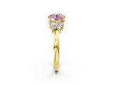 Yellow gold Fancy Pink Round  Cut Solitaire Floral Diamond Ring with Four-Prong Setting_2