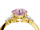 Yellow gold Fancy Pink Round  Cut Solitaire Floral Diamond Ring with Four-Prong Setting_4