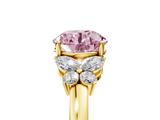 Yellow gold Fancy Pink Round  Cut Solitaire Floral Diamond Ring with Four-Prong Setting_5