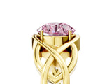 Yellow gold Fancy Pink Round Cut Solitaire Intertwined Band Prong Setting Ring_5