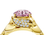 Yellow gold Fancy Pink Round Cut Solitaire Leaf-Inspired Engagement Ring with Prong Setting_16
