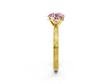 Yellow gold Fancy Pink Round Cut Solitaire Milgrain Engraved Band with Four-Prong Setting_2