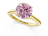 Yellow gold Fancy Pink Round  Cut Solitaire Ring with Cathedral Band and Four-Prong Setting_1