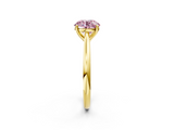 Yellow gold Fancy Pink Round  Cut Solitaire Ring with Cathedral Band and Four-Prong Setting_2