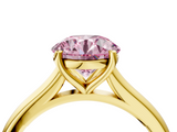 Yellow gold Fancy Pink Round  Cut Solitaire Ring with Cathedral Band and Four-Prong Setting_4