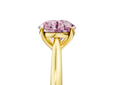 Yellow gold Fancy Pink Round  Cut Solitaire Ring with Cathedral Band and Four-Prong Setting_5