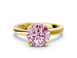 Yellow gold Fancy Pink Round  Cut Solitaire Ring with Four-Prong Setting and Classic Band