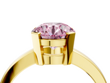 Yellow gold Fancy Pink Round  Cut Solitaire Ring with Four-Prong Setting and Classic Band_4