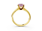 Yellow gold Fancy Pink Round  Cut Solitaire Ring with Four-Prong Setting on a Classic Band_3