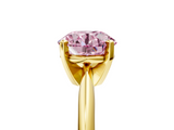 Yellow gold Fancy Pink Round  Cut Solitaire Ring with Four-Prong Setting on a Classic Band_5