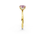 Yellow gold Fancy Pink Round  Cut Solitaire Ring with Thin Band and Four-Prong Setting_2
