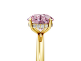 Yellow gold Fancy Pink Round  Cut Solitaire Ring with Thin Band and Four-Prong Setting_5