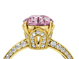 Yellow gold Fancy Pink Round Cut Solitaire Split Shank Pave Diamond Engagement Ring with Four-Prong Setting_28