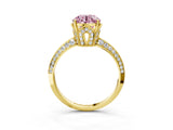 Yellow gold Fancy Pink Round Cut Solitaire Split Shank Pave Diamond Engagement Ring with Four-Prong Setting_3