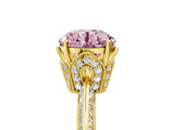 Yellow gold Fancy Pink Round Cut Solitaire Split Shank Pave Diamond Engagement Ring with Four-Prong Setting_5