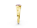 Yellow gold Fancy Pink Round Cut Solitaire Tension Set Diamond Ring with Split Shank Band_2
