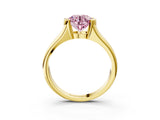 Yellow gold Fancy Pink Round Cut Solitaire Tension Set Diamond Ring with Split Shank Band_3