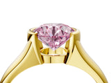 Yellow gold Fancy Pink Round Cut Solitaire Tension Set Diamond Ring with Split Shank Band_4