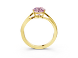 Yellow gold Fancy Pink Round  Cut Solitaire Twist Band Ring with Four-Prong Setting_3