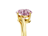 Yellow gold Fancy Pink Round  Cut Solitaire Twist Band Ring with Four-Prong Setting_5