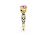 Yellow gold Fancy Pink Round Cut Solitaire Twist Pave Diamond Engagement Ring with Prong Setting_38