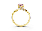 Yellow gold Fancy Pink Round Cut Solitaire Twist Pave Diamond Engagement Ring with Prong Setting_39