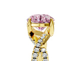 Yellow gold Fancy Pink Round Cut Solitaire Twist Pave Diamond Engagement Ring with Prong Setting_41