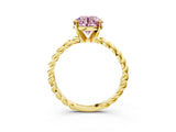 Yellow gold Fancy Pink Round  Cut Solitaire Twisted Band with Four-Prong Setting_59