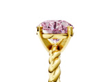 Yellow gold Fancy Pink Round  Cut Solitaire Twisted Band with Four-Prong Setting_61