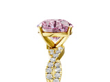Yellow gold Fancy Pink Round Cut Solitaire Twisted Pave Band with Four-Prong Setting_8