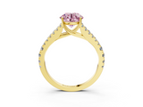 Yellow gold Fancy Pink Round  Cut Split Shank Pave Diamond Engagement Ring with Four-Prong Setting_3