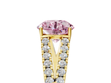 Yellow gold Fancy Pink Round  Cut Split Shank Pave Diamond Engagement Ring with Four-Prong Setting_5