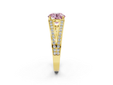 Yellow gold Fancy Pink Round  Cut Split Shank Pave Diamond Ring with Four-Prong Setting_2