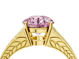 Yellow gold Fancy Pink Round  Cut Split Shank Pave Diamond Ring with Four-Prong Setting_4
