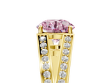 Yellow gold Fancy Pink Round  Cut Split Shank Pave Diamond Ring with Four-Prong Setting_5