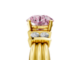 Yellow gold Fancy Pink Round  Cut Three-Stone Channel Set Ring with Bar Prongs_5