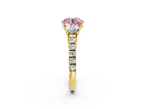 Yellow gold Fancy Pink Round  Cut Three-Stone Diamond Pave Band with Prong Setting_20